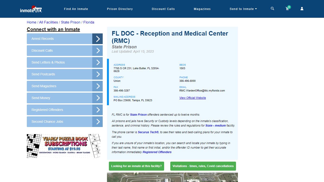 FL DOC - Reception and Medical Center (RMC) & Inmate Search ...