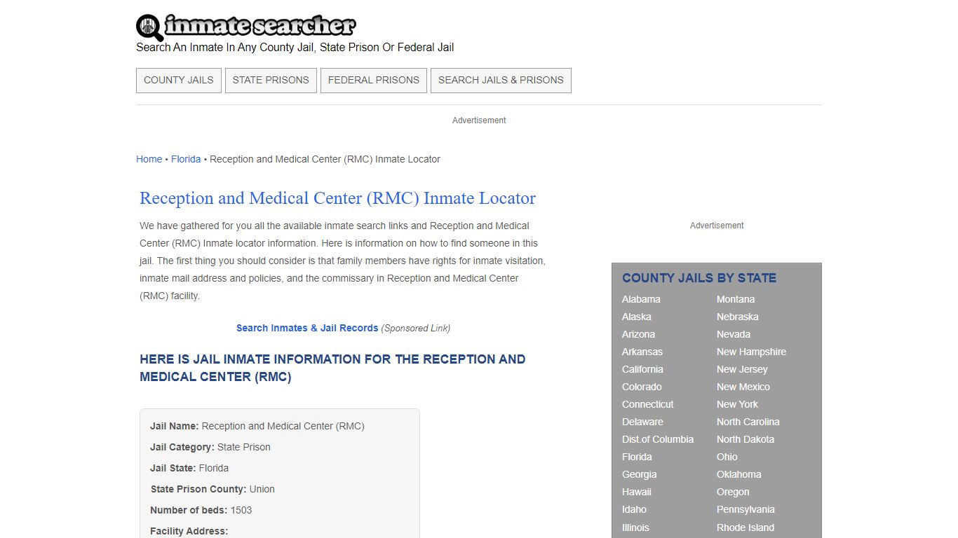 Reception and Medical Center (RMC) Inmate Locator - Inmate Searcher